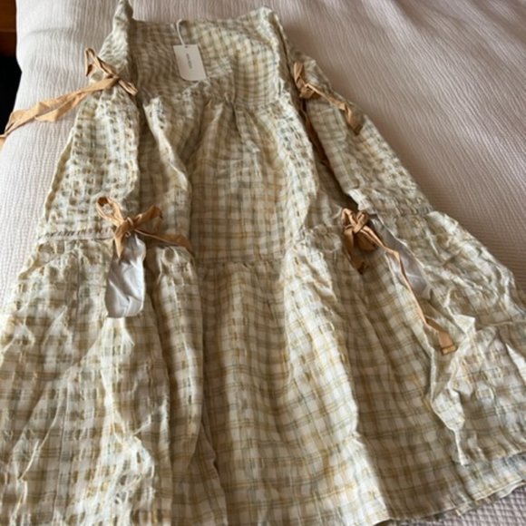 MON RENN Lucille Marigold Plaid Print Midi Skirt - Picture 6 of 12